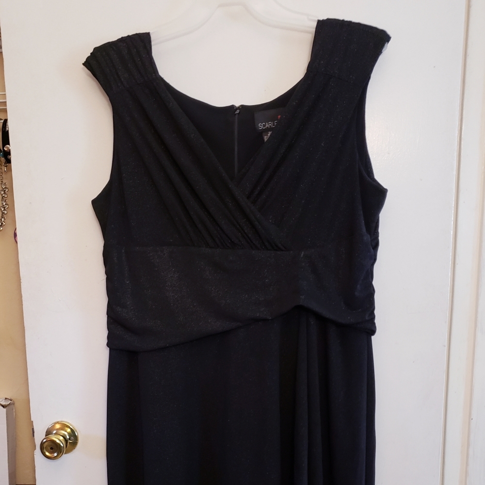 Scarlett 20 Black Shimmering Knit Faux Wrap Dress